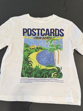 Set of 2 H&M graphic tees, both size small. Postcards from Brazil and Coastal Oa